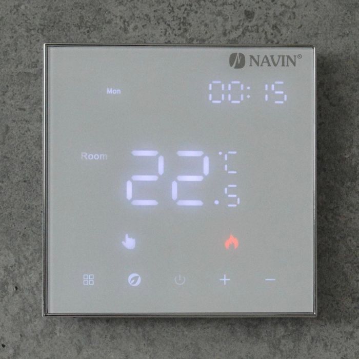 Терморегулятор Navin EH602 W-16A 5...45 °C для теплої підлоги електронний Wi-Fi Tuya Smart Life вбудований дротовий датчик 16A 230В білий