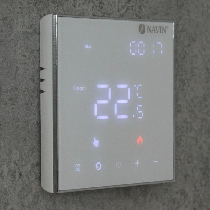 Терморегулятор Navin EH602 W-16A 5...45 °C для теплої підлоги електронний Wi-Fi Tuya Smart Life вбудований дротовий датчик 16A 230В білий
