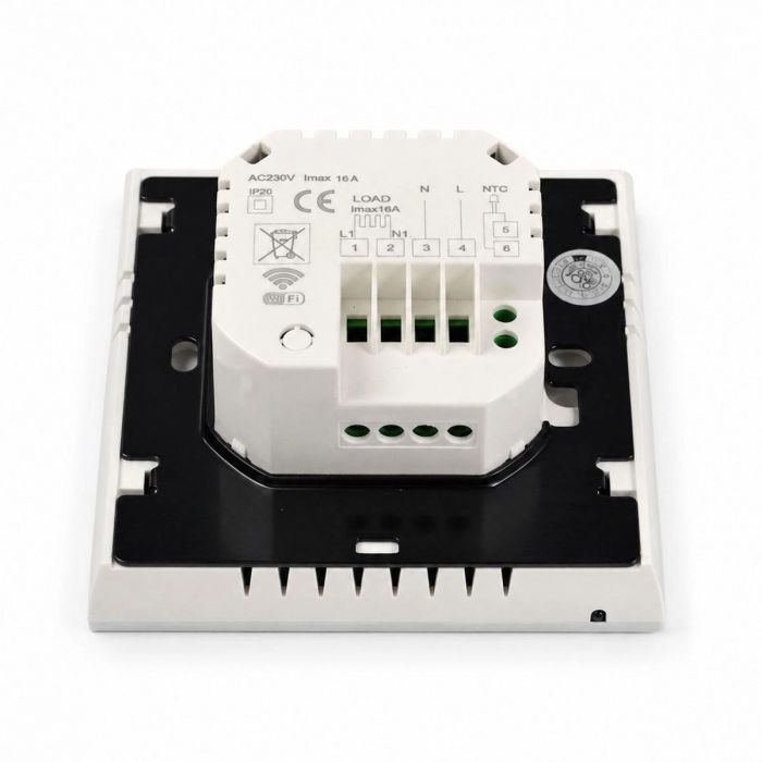 Терморегулятор Navin EH602 W-16A 5...45 °C для теплої підлоги електронний Wi-Fi Tuya Smart Life вбудований дротовий датчик 16A 230В білий
