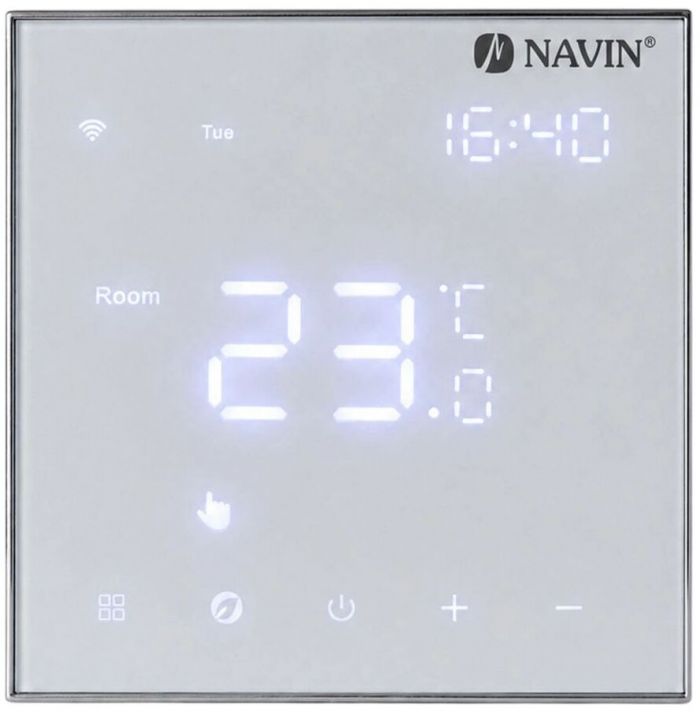 Терморегулятор Navin EH602 W-16A 5...45 °C для теплої підлоги електронний Wi-Fi Tuya Smart Life вбудований дротовий датчик 16A 230В білий