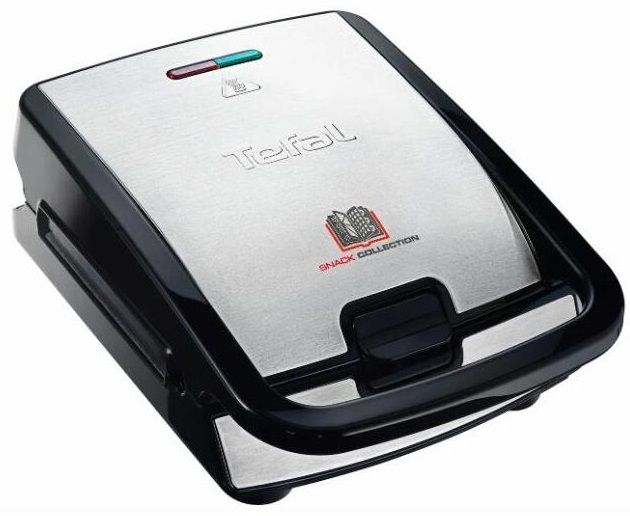 Мультимейкер Tefal Snack collection 700Вт, тефлон, 2 пластини, корпус-нержав.сталь/пластик, чорний
