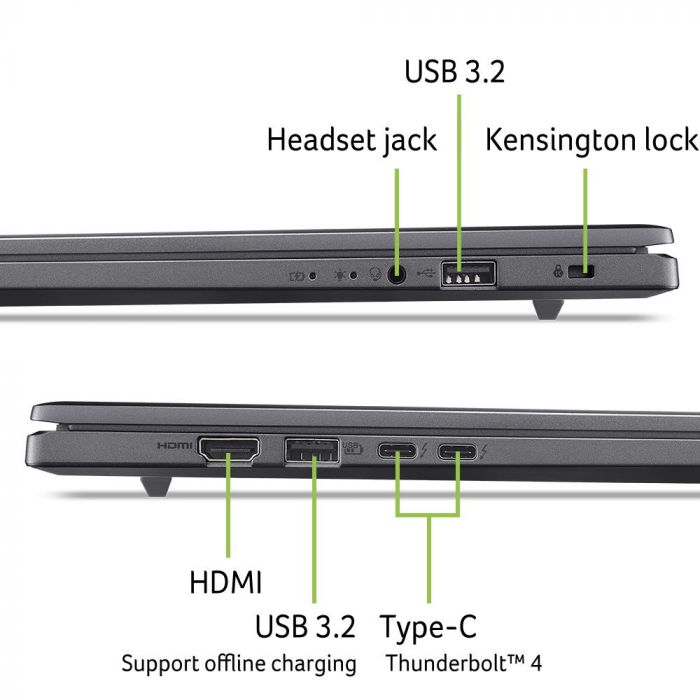 Ноутбук Acer Aspire 18 AI A18-I71M 18" WUXGA IPS, Intel U7-355, 16GB, F512GB, UMA, Win11, сірий