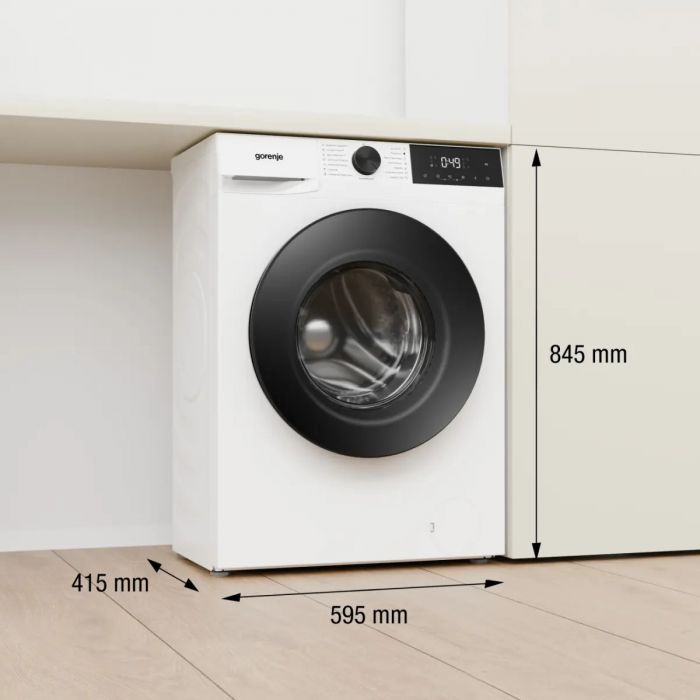 Пральна машина Gorenje фронтальна, 6кг, 1200, A, 41.5см, чорний люк, дисплей, пар, інвертор, білий