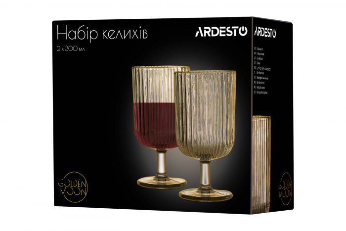Набір келихів Ardesto Golden Moon 300 мл, 2 шт., скло