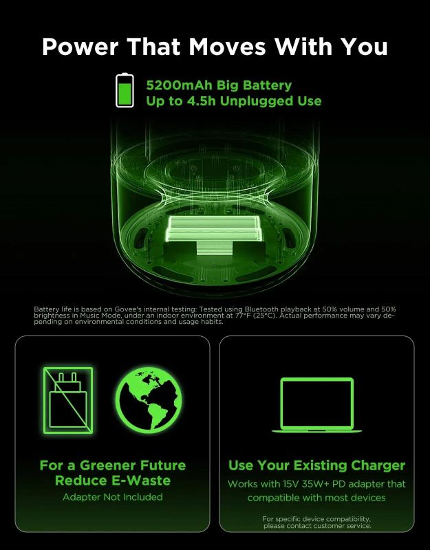 Настільний світильник розумний Govee Table Lamp 2 Pro x Sound by JBL, RGBICWW, WI-FI/Bluetooth, білий