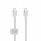 Кабель Belkin USB-C > USB-C заряджання/синхронізації 60Вт PD, 1м, плетений, силіконовий, з ремінцем на магніті, білий