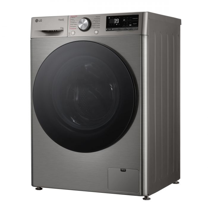 Пральна машина LG фронтальна, 11кг, 1400, A, 57см, дисплей, пара, інвертор, сріблястий