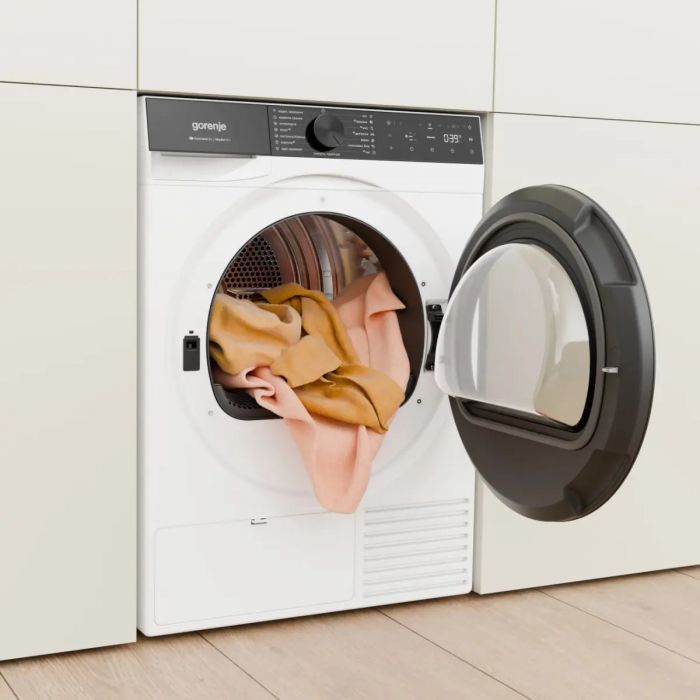 Сушильна машина Gorenje тепловий насос, 9кг, A++, 60см, дисплей, 15 програм, Wi-Fi, білий