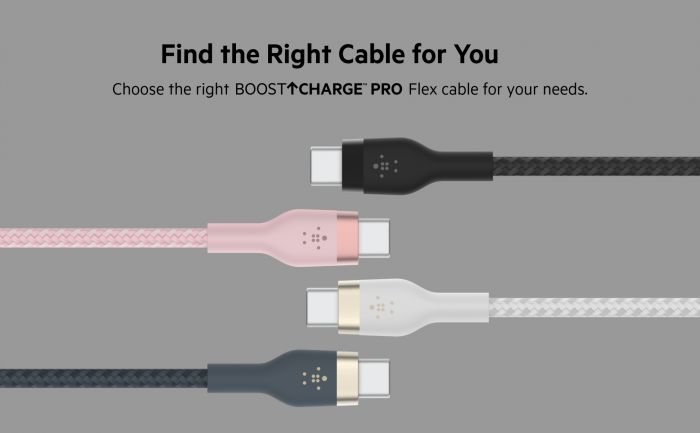 Кабель Belkin USB-C > USB-C заряджання/синхронізації 60Вт PD, 1м, плетений, силіконовий, з ремінцем на магніті, білий