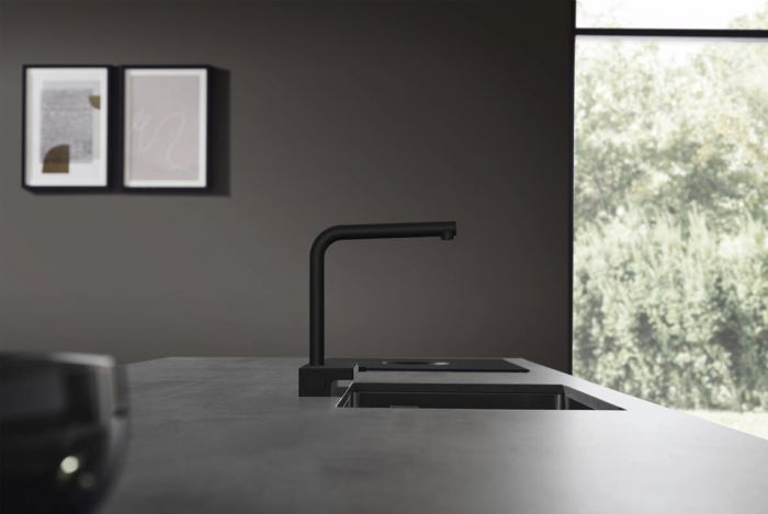 Змішувач для кухні Hansgrohe Aquno Select M81, довж.виливу - 210мм, поворотний, витяжний, 1 важіль, чорний матовий