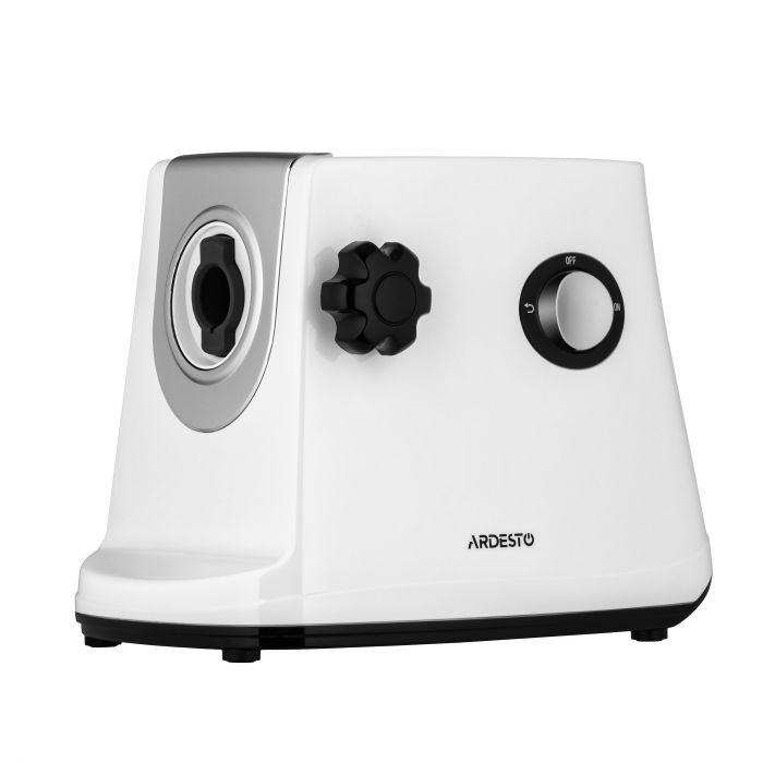 М'ясорубка ARDESTO, 1600Вт, 1.6кг/хв, 3 решітки, насадка для ковбас, кеббе, 3 терки, пластик, біло-сріблястий