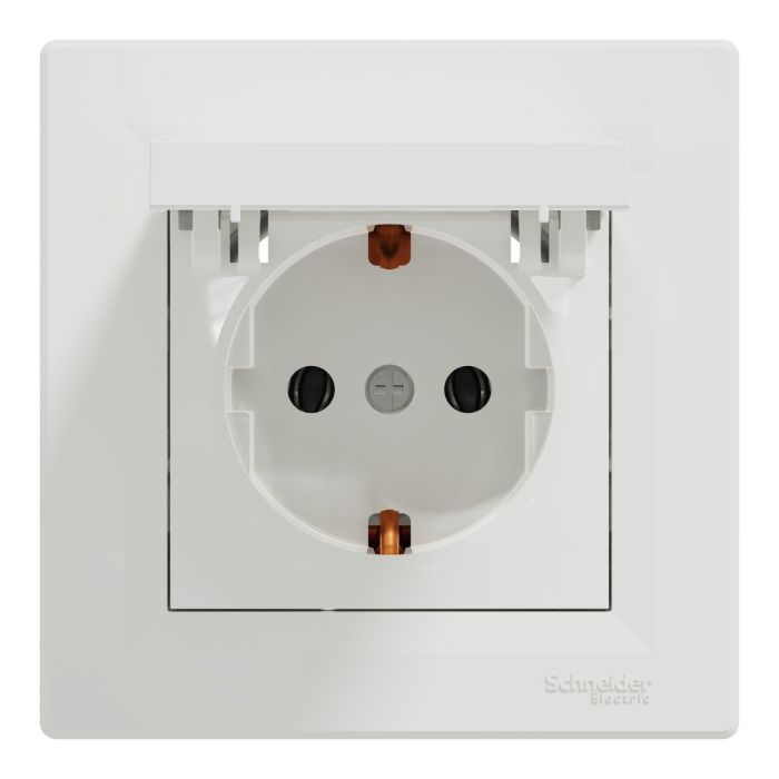 Розетка з з/к та кришкою Schneider Electric, Asfora (білий)