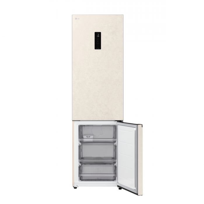 Холодильник LG з нижн. мороз., 203x60х68, холод.відд.-262л, мороз.відд.-113л, 2дв., E, NF, інв., диспл зовн., Fresh Сonverter, бежевий