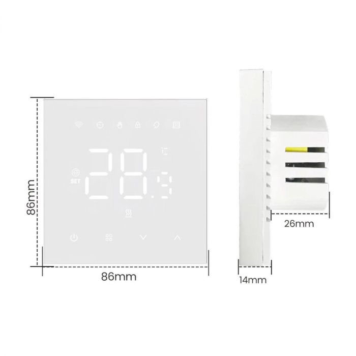 Терморегулятор Navin WT410W-3А 5...35 °C для котлів опалення електронний Wi-Fi Tuya, Smart Life провідне підключення 230В білий