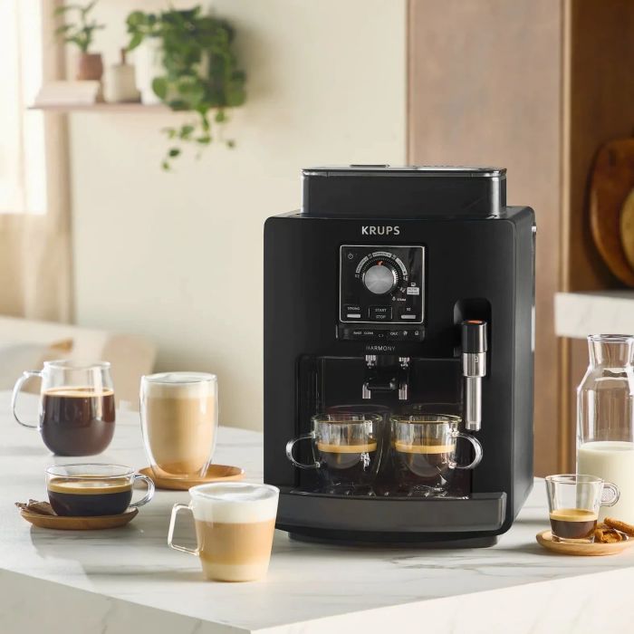 Кавомашина Krups Harmony 1.7л, зерно, ручний капучинатор, мех. керування, авторецептів - 4, свій рецепт, чорний
