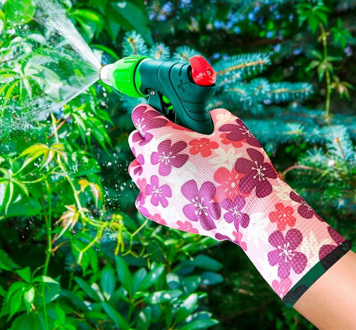 Рукавички робочі Verto, поліестер, р.8, рожевий в квіточку