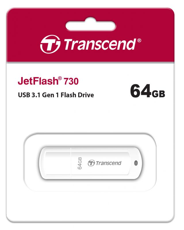 Накопичувач Transcend  64GB USB 3.1 Type-A JetFlash 730 Білий