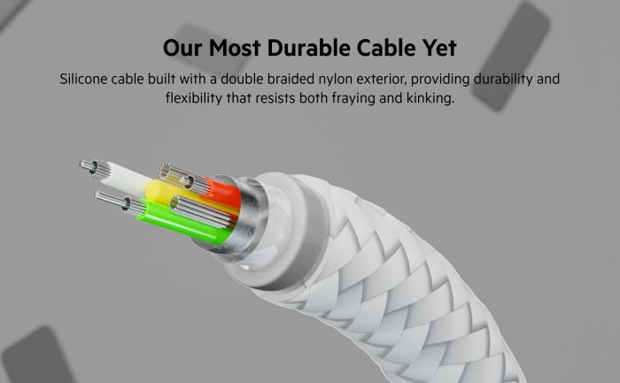 Кабель Belkin USB-A > Lightning заряджання/синхронізації 12Вт, 1м, плетений, силіконовий, з ремінцем на магніті, білий