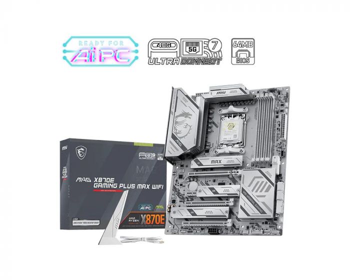 Материнcька плата MSI MAG X870E GAMING PLUS MAX WIFI sAM5 X870E 4xDDR5 M.2 HDMI Wi-Fi BT ATX