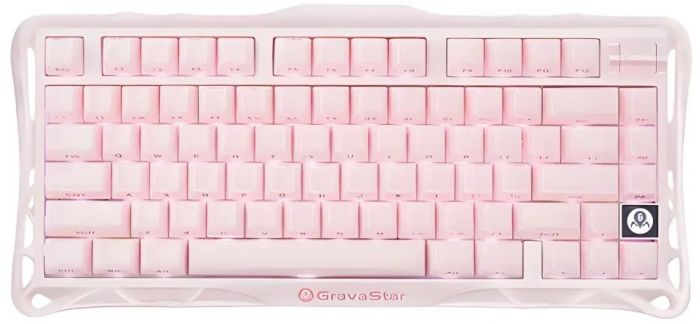 Клавіатура механічна GravaStar Mercury K1 80keys, GravaStar x Kailh Cheery Pink, EN, BT/WL/USB, Sakura Pink