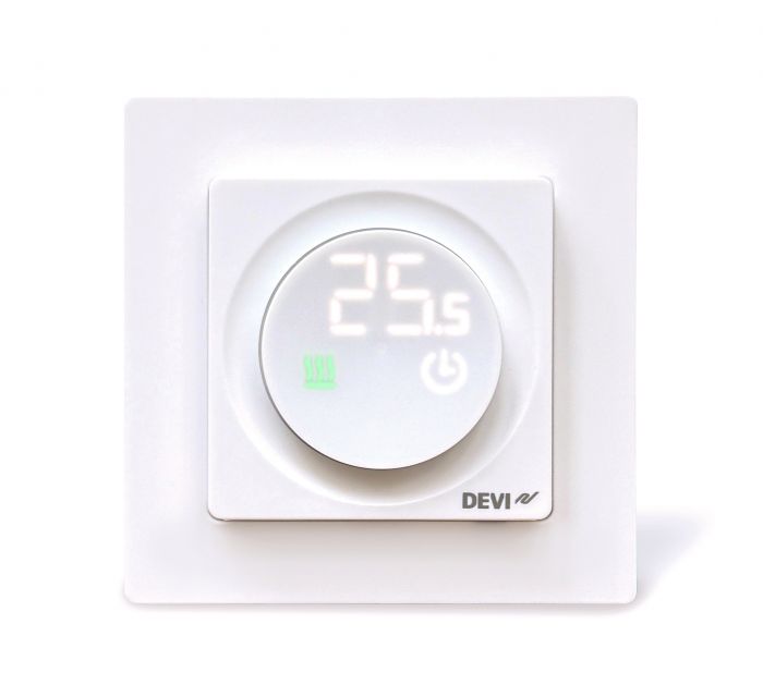 Терморегулятор Devi Devireg Display 3...35 °C для теплої підлоги електронний Bluetooth Zigbee вбудований дротовий датчик 16A 230В білий