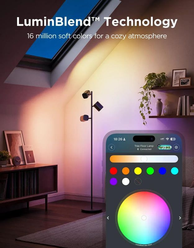 Торшер розумний Govee H60B2 Tree Floor Lamp, 1500Lm, RGBWWIC, WI-FI/Bluetooth, чорний