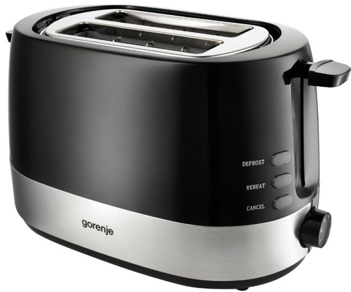Тостер  Gorenje, 850Вт, пластик/ металл , функц. розморож, автовідключення, чорний