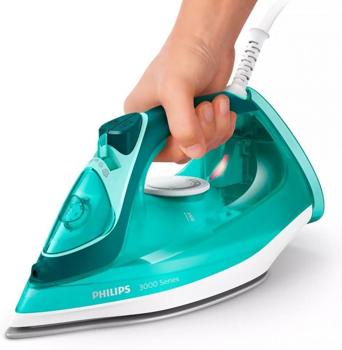 Праска Philips 3000 series, 2400Вт, 300мл, паровий удар -180гр, постійна пара - 40гр, керам. підошва, бірюзовий
