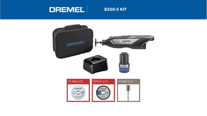 Шліфмашина шліфувально-гравірувальна акумуляторна Dremel 8250-5 12В 1х2А·год 5000-30000об/хв ЗП 0.59кг