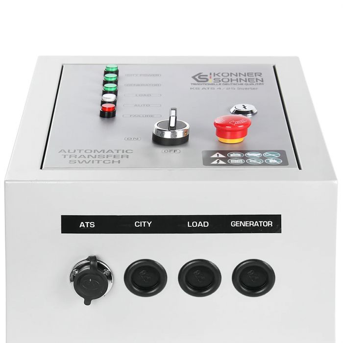 Блок автоматичного введення резерву (АВР) Konner&Sohnen KS ATS 4/25 Inverter, 230-400В, 5.75(11.5)кВт, 25(50)А, 13кВт, 5.75кг