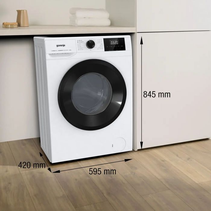 Пральна машина Gorenje фронтальна, 6кг, 1000, A++, 42см, чорний люк, дисплей, пар, інвертор, білий