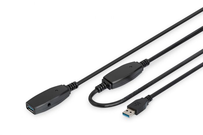Подовжувач DIGITUS USB 3.0 Active Cable, A/M-A/F, 10м, чорний