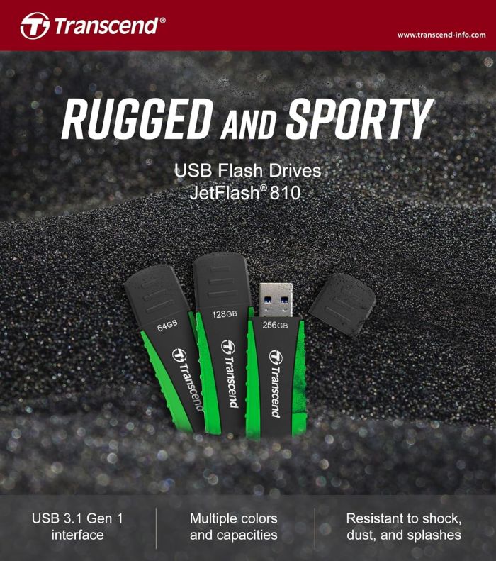 Накопичувач Transcend  64GB USB 3.1 Type-A JetFlash 810 Rugged