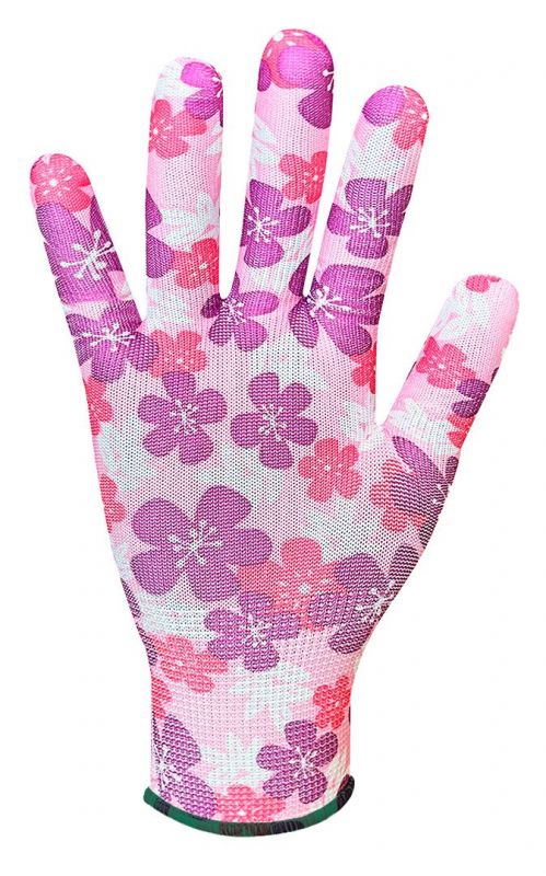 Рукавички робочі Verto, поліестер, р.9, рожевий в квіточку