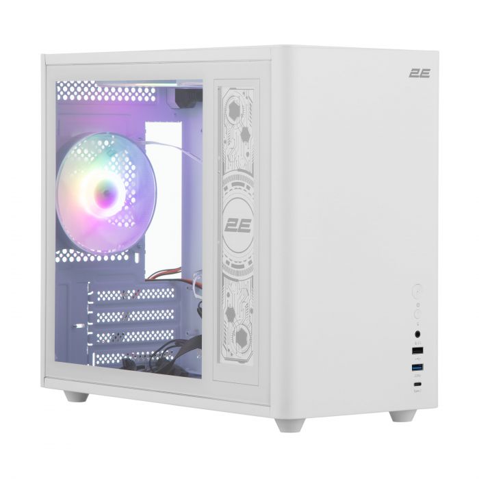 Корпус 2E Credo Plus V350WG без БЖ, 1xUSB3.0, 1х USB 2.0, 1xUSB Type-C, 3x120мм ARGB, VGA 350мм, LCS ready, TG Side Panel, mATX, білий