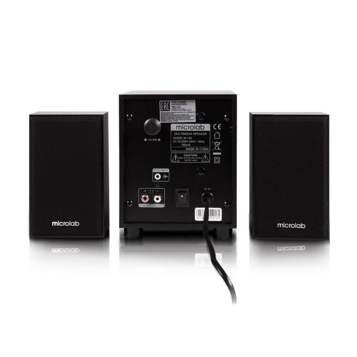 Акустична система MICROLAB M-105 2.1, 10W, mini-jack, чорний