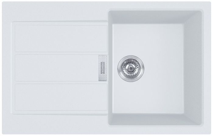 Мийка кухонна Franke Sirius, тектонайт, прямокутник, з крилом, 780х500х200мм, чаша - 1, накладна, 2 S2D 611-78 , білий
