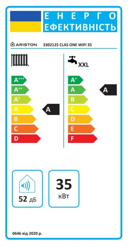 Котел газовий Ariston CLAS ONE WIFI 35 конденсаційний двоконтурний 35кВт Wi-Fi
