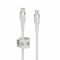 Кабель Belkin USB-C > USB-C заряджання/синхронізації 60Вт PD, 1м, плетений, силіконовий, з ремінцем на магніті, білий