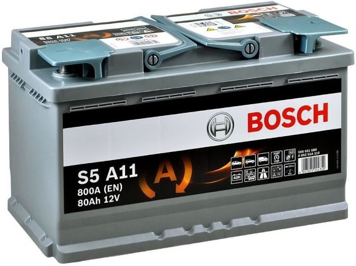 Акумулятор Bosch S5 AGM 12В 80А·год 800А R+ (0 092 S5A 110)