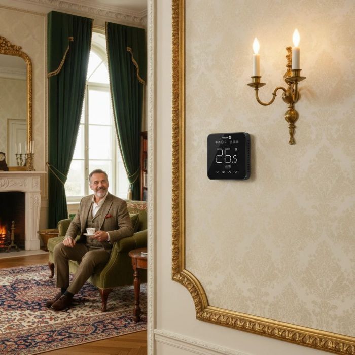 Терморегулятор Veria Control WT45 5...45 °C для теплої підлоги Wi-Fi сенсорний тип датчику повітря + підлога 16A 230В чорний