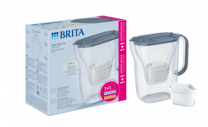 Фільтр-глечик Brita Style Essential MXPro 2.4л (1.4л очищеної води) + 2 картриджа сіро-блакитний
