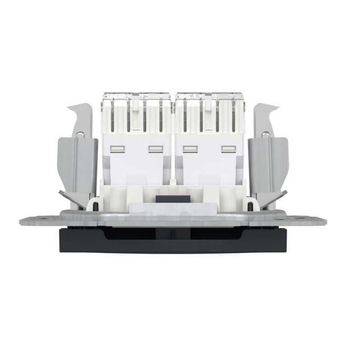 Розетка подвійна комп'ютерна rj45 Schneider Electric, Asfora (антрацит)