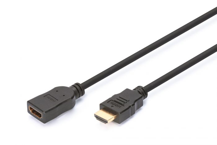 Кабель DIGITUS HDMI High speed + Ethernet (AM/AF) 2.0м, чорний