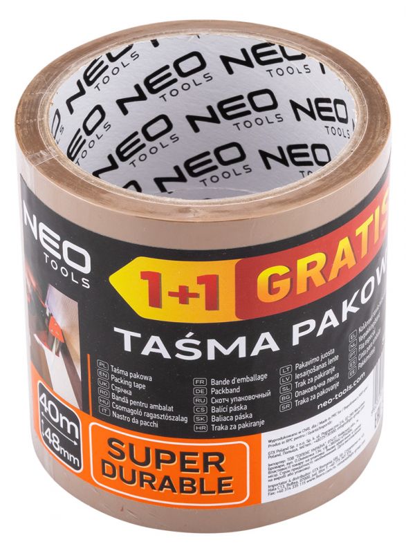 Стрічка пакувальна Neo Tools, 40мх48мм, коричневий набір 2шт