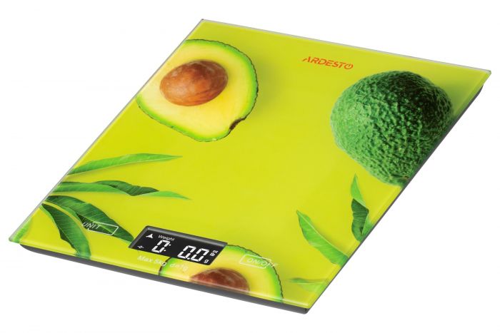 Ваги ARDESTO кухонні Avocado, 5кг, AAAx2 в комплекті, скло, багатокольоровий