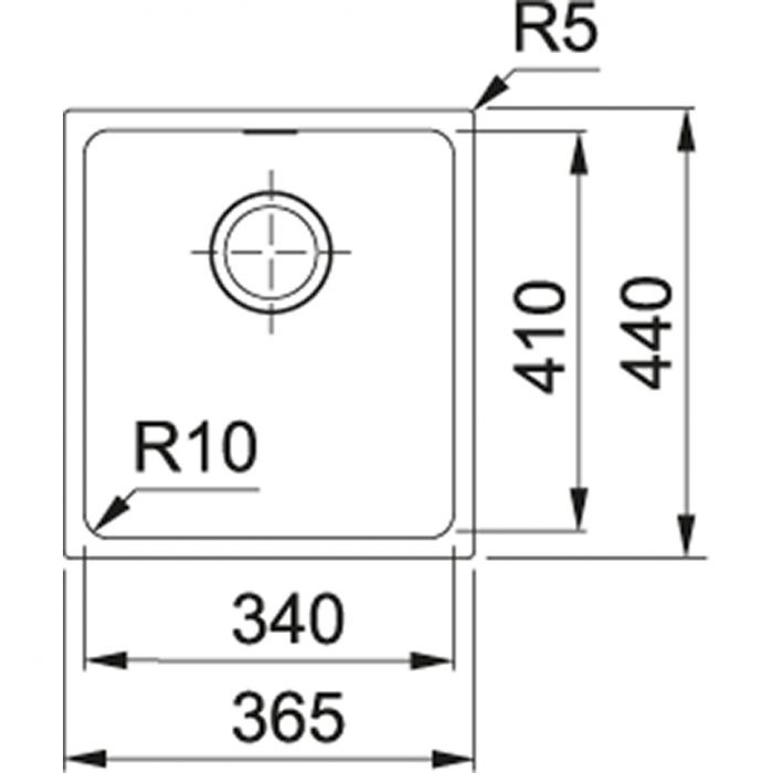 Кухонна мийка Franke Sirius SID, тектонайт, врізне, квадрат без крила, чаша-1, 365х440х200, SID 110-34, чорний мат.