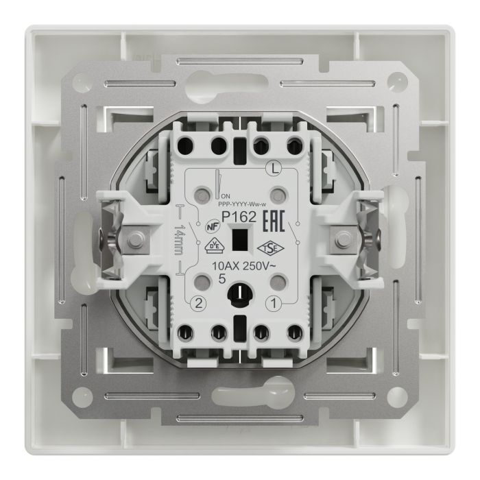 Вимикач 2-клавішний Schneider Electric, Asfora (білий, самозажимний)