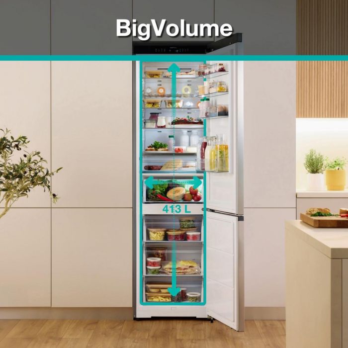 Холодильник з нижн. мороз. камерою Gorenje, 203х66х60см, 2 двері, 257(121)л, А+, Total NF, Зона св-ті, Інвертор, Зовн. Дисп, Wi-Fi, Чорний