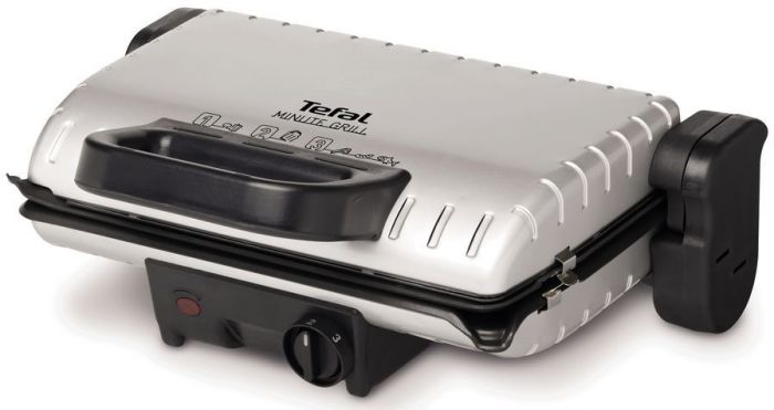 Гриль Tefal прижимний MinuteGrill 1600Вт, темп. режимів-3, з`ємні пластини, розкриття на 180°, метал